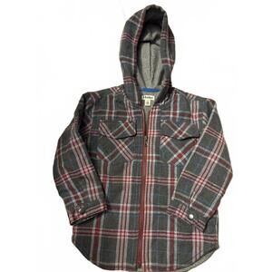 NWOT Hatley hooded grey plaid woven flannel full zip jacket - Boys Size 4
